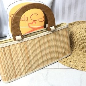 Bamboo Bag / Purse Natural Color / Wood Handles